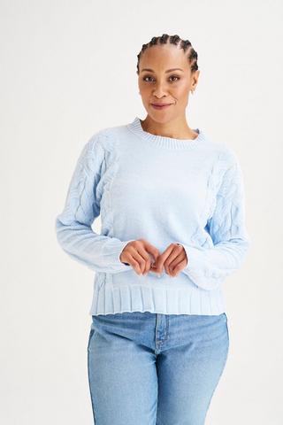 CHENILLE KNIT PULLOVER BLUE