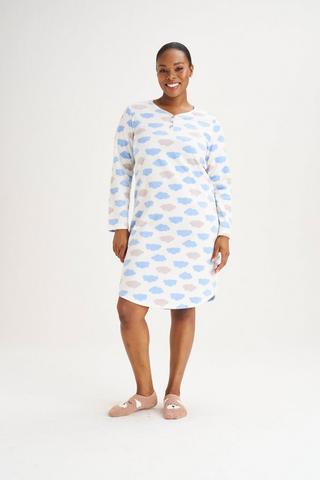 CLOUD PRINT FLEECE SLEEP DRESS