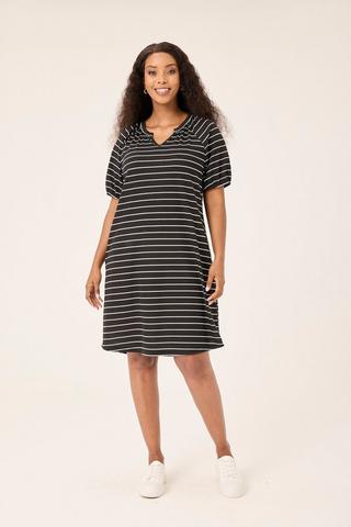 STRIPE KNIT DRESS BLACK