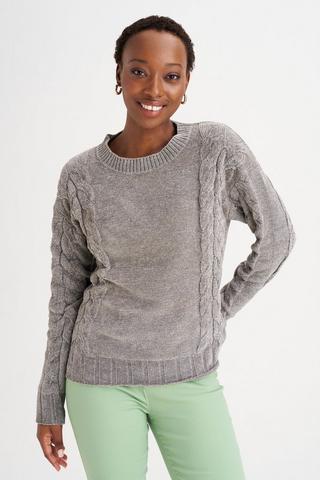 CHENILLE KNIT PULLOVER GREY