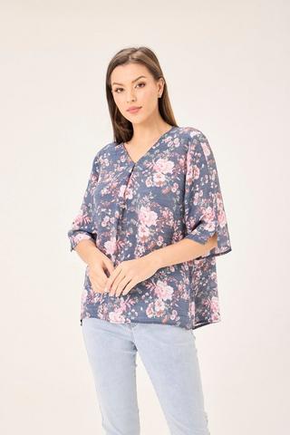 FLORAL PRINT HENLEY TOP