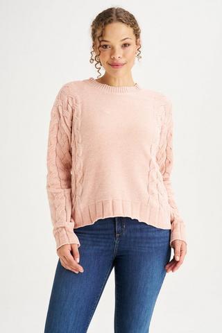 CHENILLE KNIT PULLOVER MAUVE