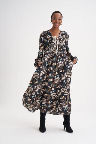 PRINTED PEASANT DRESS