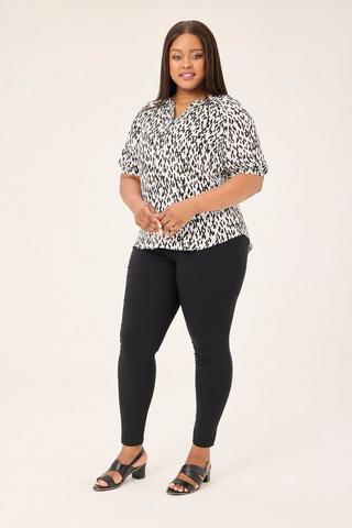 BENGALINE SLIM LEG PANTS BLACK