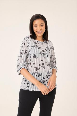 PRINTED BOXY TOP GREY