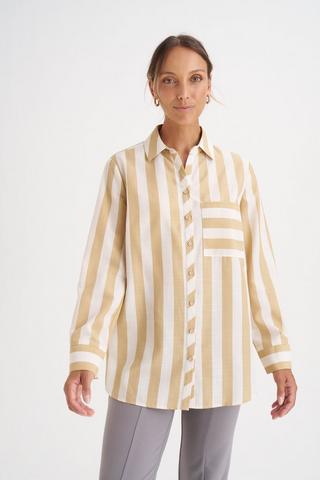 STRIPE SHIRT CARAMEL