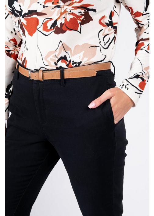 BELTED CHINO PANTS BLACK - 92 - Black | MILADYS
