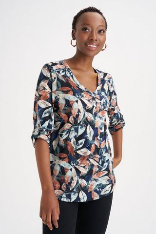 LEAF PRINT HENLEY TOP