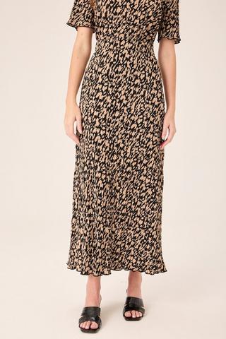 ANIMAL PRINT PLISSE SKIRT