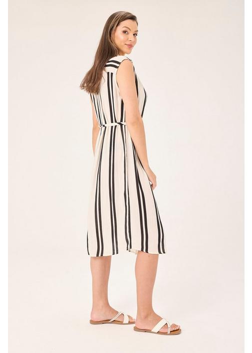 STRIPE SHIRT DRESS - S - Stone | MILADYS