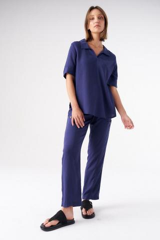 TAPERED ELASTICATED PANTS NAVY