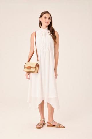 WHITE FIT AND FLARE DRESS