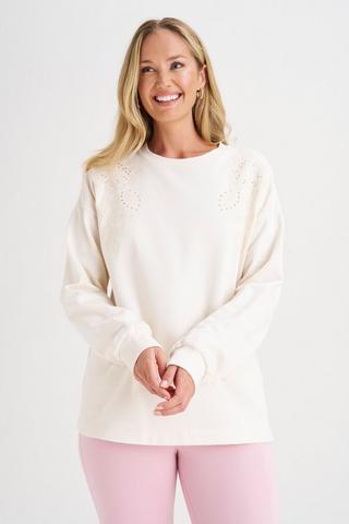 EMBELLISHED FLEECE PULLOVER
