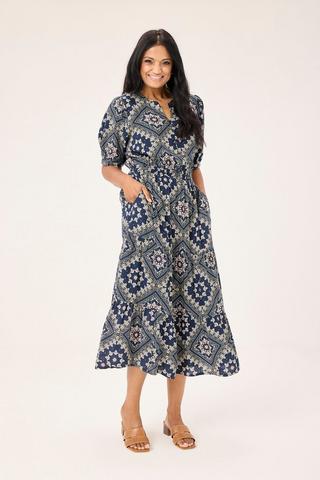 BLOCK PRINT PEASANT DRESS