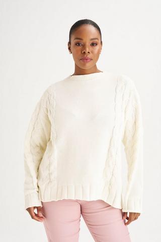 CHENILLE KNIT PULLOVER WHITE