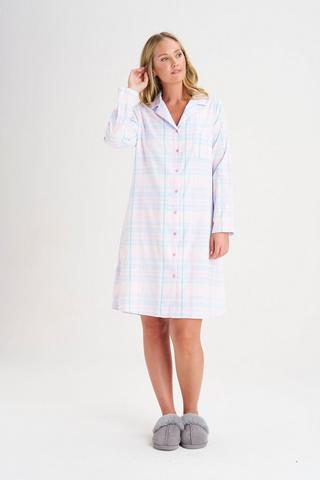 CHECK FLANNEL SLEEP SHIRT