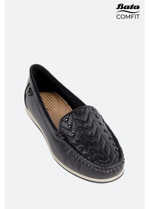 QUILTED MOCASSIN BLACK Bata Black MILADYS