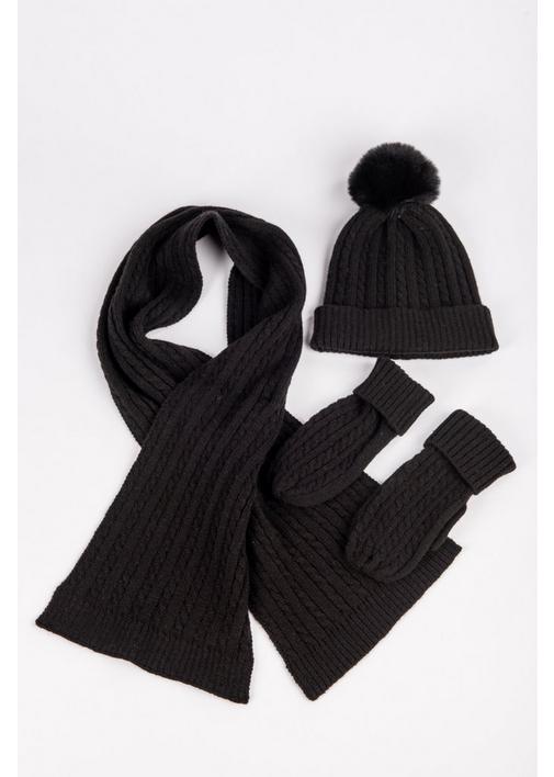 Kuyou Women’s Beanie & Scarf Set - Winter Tube Scarf Hat Combo In Soft Acrylic Fleece, Black