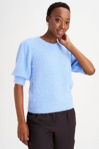 EMBELLISHED FLUFFY PULLOVER
