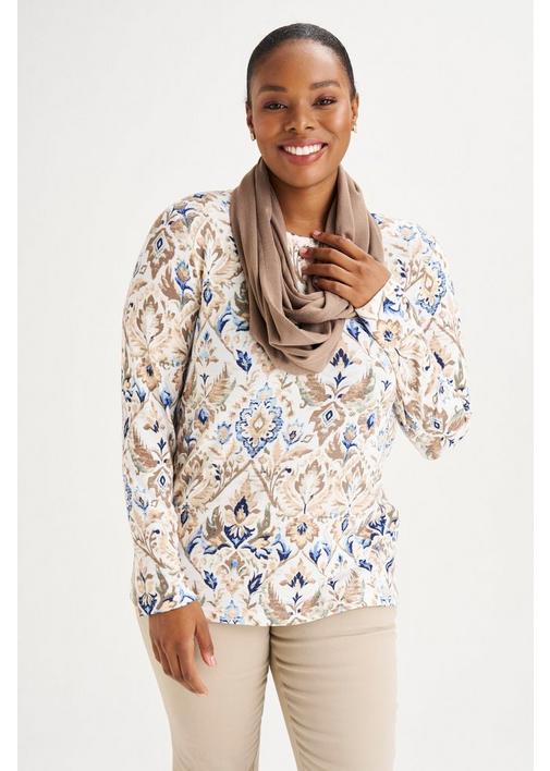 PRINTED TOP WITH SNOOD - XL - Multi | MILADYS
