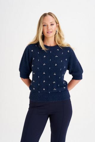 EMBELLISHED FLUFFY PULLOVER