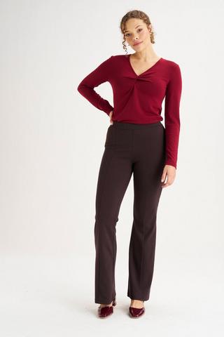 BOOTLEG PONTE PANTS BROWN