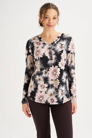 PRINTED HENLEY TOP