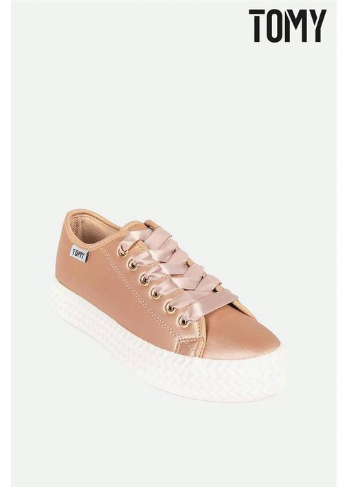 LACE UP METALLIC SNEAKERS - Tomy - 7 - Blush Pink | MILADYS