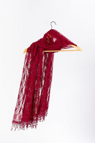 LIGHTWEIGHT LACE SCARF BURGUNDY