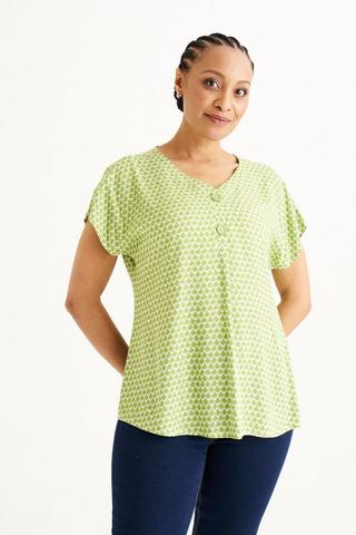 GEO PRINT HENLEY TOP