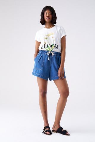 ELASTICATED DENIM SHORTS