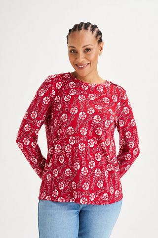 PAISLEY PRINT BOXY TOP RED