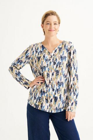 ABSTRACT PRINT HENLEY TOP