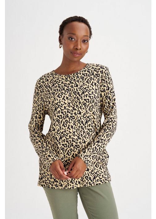 LEOPARD PRINT BOXY TOP - XL - Stone | MILADYS