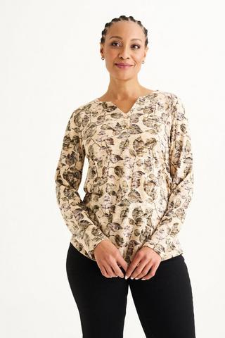 LEAF PRINT HENLEY TOP