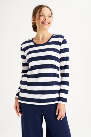 LONG SLEEVE STRIPE TEE NAVY