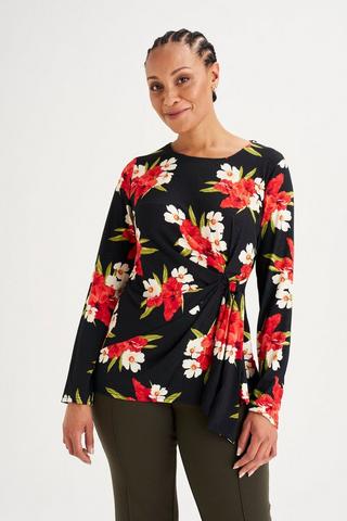 FLORAL PRINT WRAP TOP