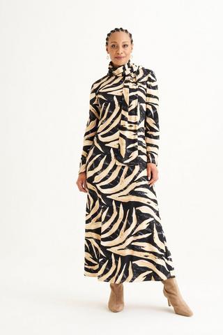ANIMAL PRINT COLUMN DRESS