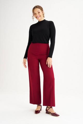BURGUNDY WIDELEG PANTS