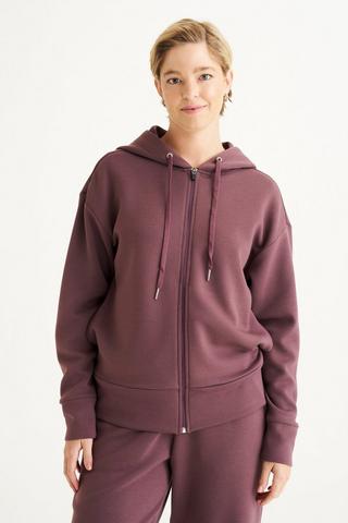 ZIP UP HOODED JACKET MAUVE