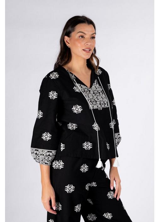 PRINTED TOP BLACK - M - Black | MILADYS
