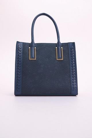 EMBOSSED TOTE BAG BLUE