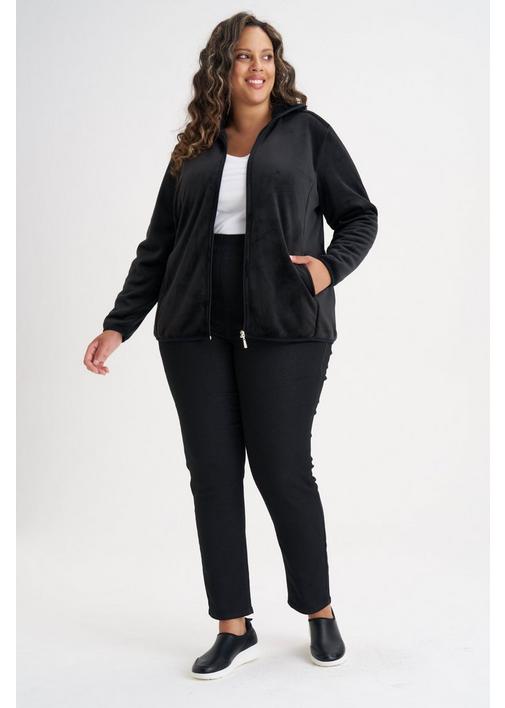 VELOUR SHERPA LINED JACKET BLACK - XXL - Black | MILADYS