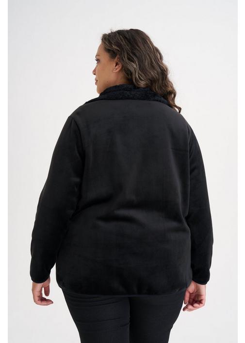 VELOUR SHERPA LINED JACKET BLACK - XXL - Black | MILADYS
