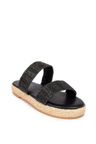 DOUBLE STRAP MULE SANDALS BLACK