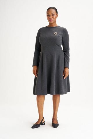 FIT AND FLARE DRESS CHARCOAL