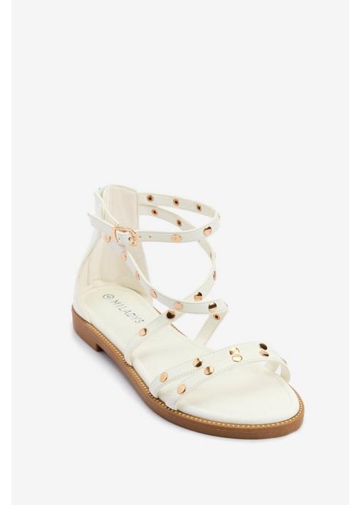 Strap Miladys Sandals STUD SLINGBACK SANDALS WHITE