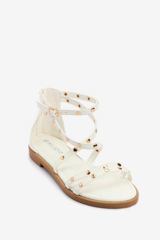 STUD SLINGBACK SANDALS WHITE