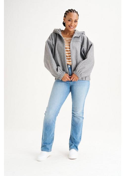 MELTON HOODED JACKET GREY - XL - Medium Grey | MILADYS