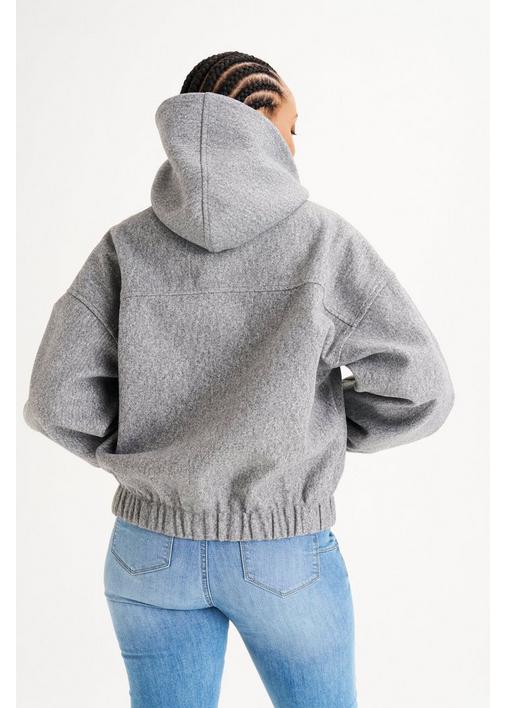 MELTON HOODED JACKET GREY - XL - Medium Grey | MILADYS